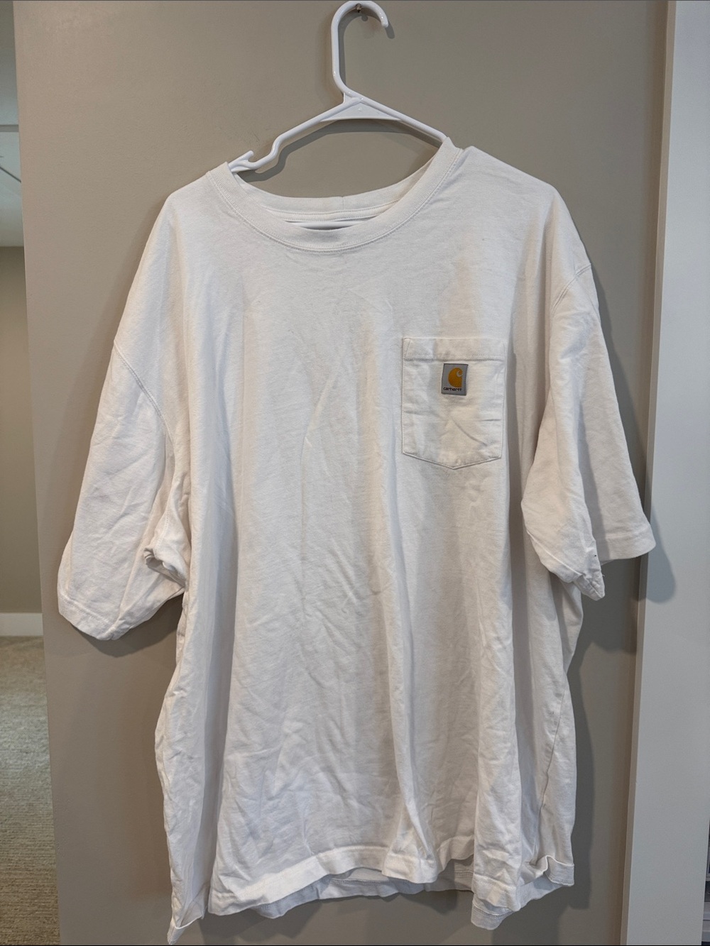 Carhartt White Short-Sleeve Pocket Tee with Logo Patch